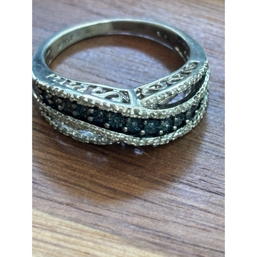 JWBR Blue Diamond Sterling Silver Ring Size 8